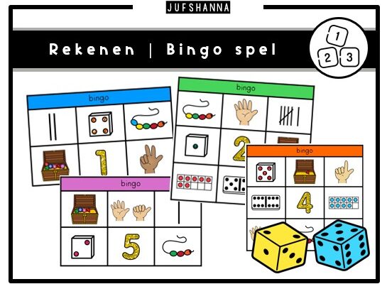Rekenen | Bingo spel getallen en getalbeelden (6 of 9 vakken)