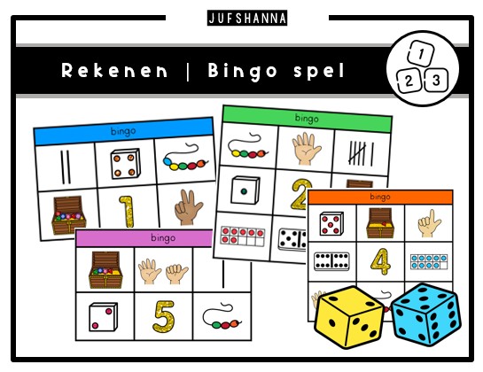 Rekenen | Bingo spel getallen en getalbeelden (6 of 9 vakken)