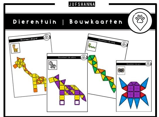 Thema dierentuin | Bouwkaarten magnetische tegels