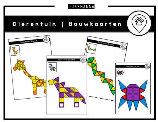 Thema dierentuin | Bouwkaarten magnetische tegels