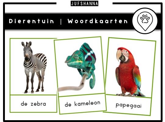 Thema dierentuin | Woordkaarten