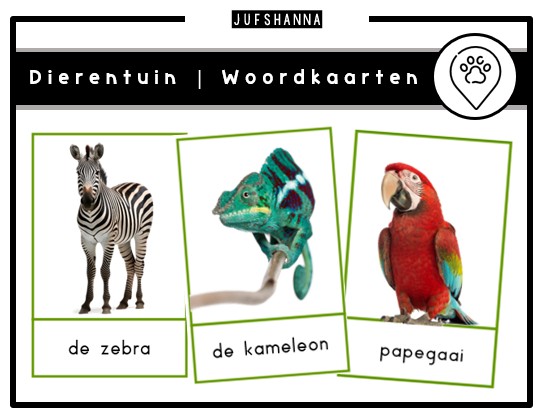 Thema dierentuin | Woordkaarten