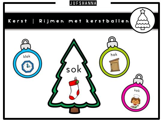 Thema kerst | Rijmen met kerstballen