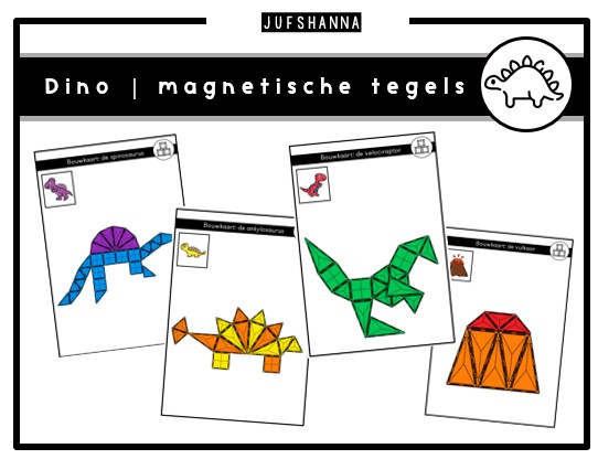 Thema dino | Bouwkaarten magnetische tegels