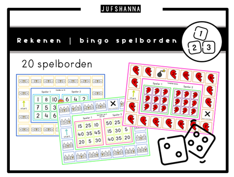 Rekenen | 20 bingo spelborden