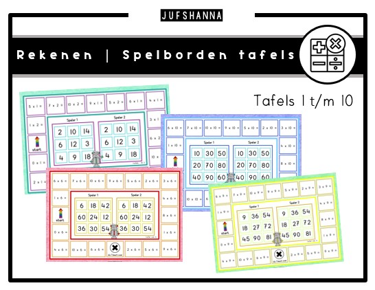 Rekenen | Bingo spelborden tafels