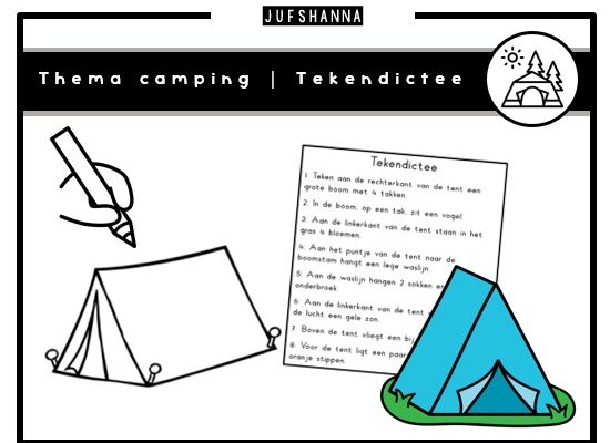 Thema camping | Tekendictee