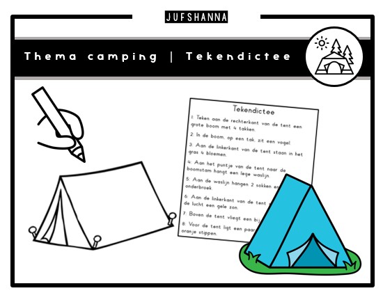 Thema camping | Tekendictee