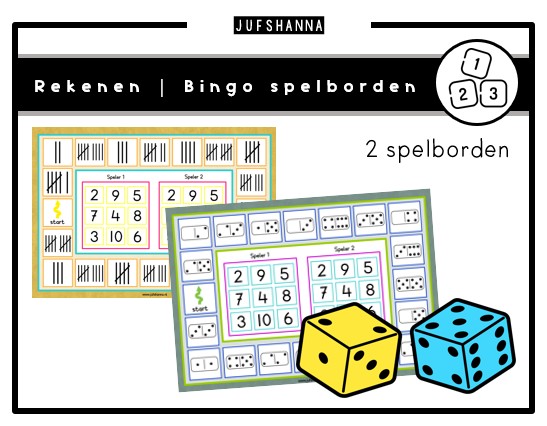 Rekenen | Bingo spelborden getallen en getalbeelden