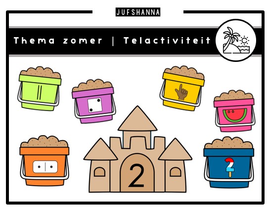 Thema zomer | Tellen met emmers en zandkastelen